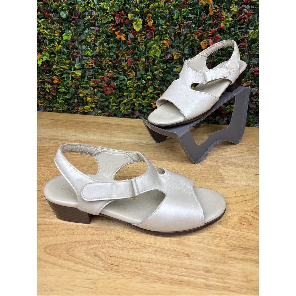 SAS Suntimer Comfort Heel Strap Sandals Slim Pearl Leather Open Toe Shoes‎ 10
